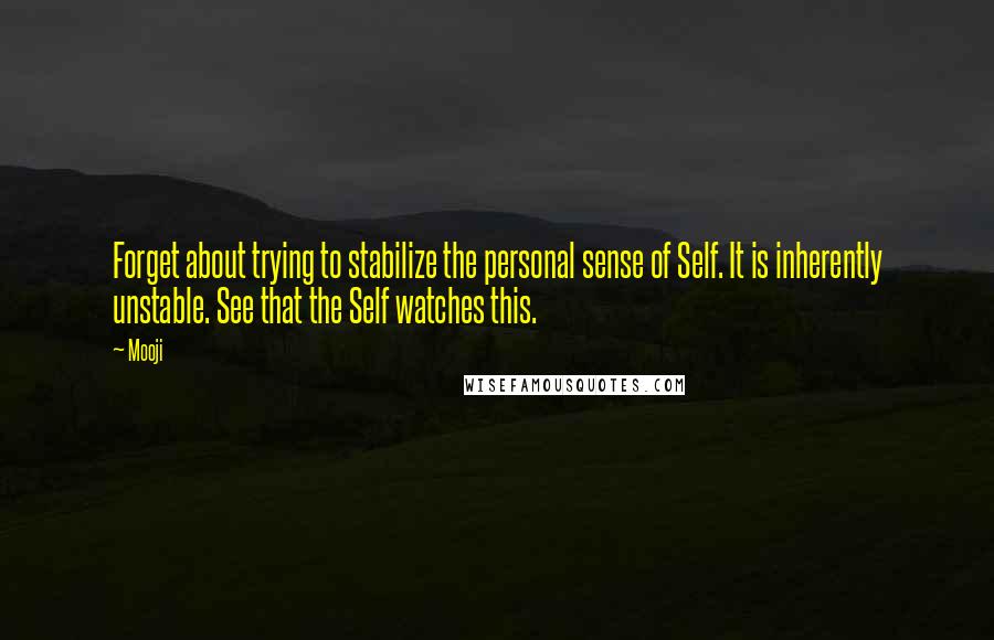 Mooji Quotes: Forget about trying to stabilize the personal sense of Self. It is inherently unstable. See that the Self watches this.
