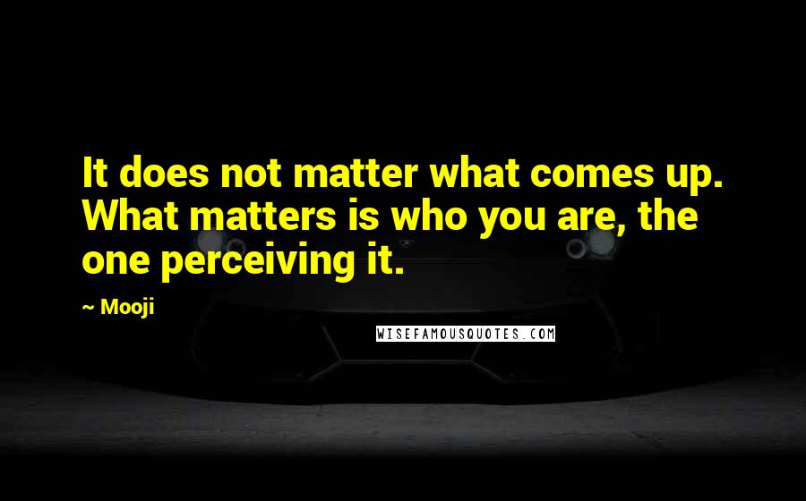 Mooji Quotes: It does not matter what comes up. What matters is who you are, the one perceiving it.