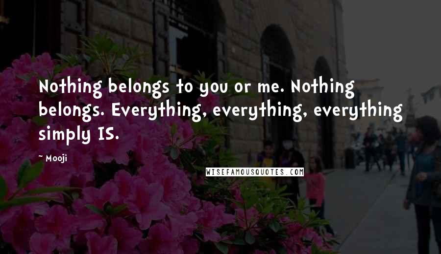 Mooji Quotes: Nothing belongs to you or me. Nothing belongs. Everything, everything, everything simply IS.