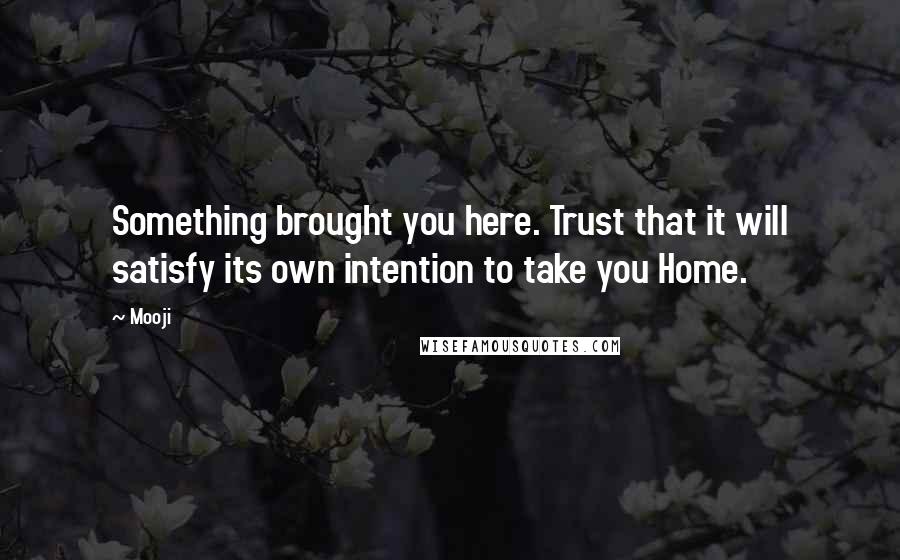 Mooji Quotes: Something brought you here. Trust that it will satisfy its own intention to take you Home.