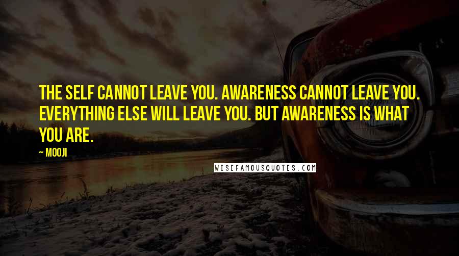 Mooji Quotes: The Self cannot leave You. Awareness cannot leave You. Everything else will leave You. But Awareness is what You Are.