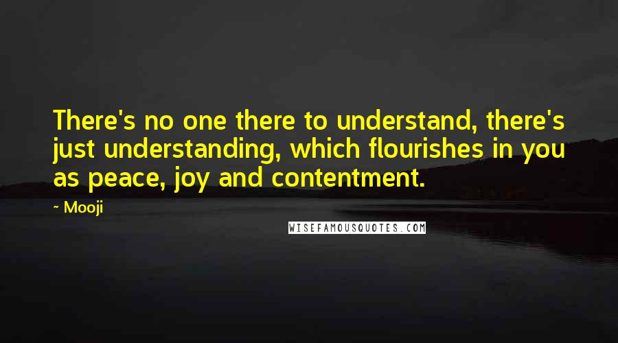 Mooji Quotes: There's no one there to understand, there's just understanding, which flourishes in you as peace, joy and contentment.