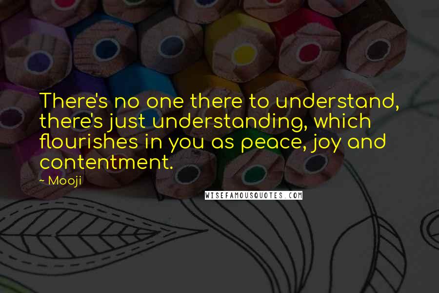 Mooji Quotes: There's no one there to understand, there's just understanding, which flourishes in you as peace, joy and contentment.