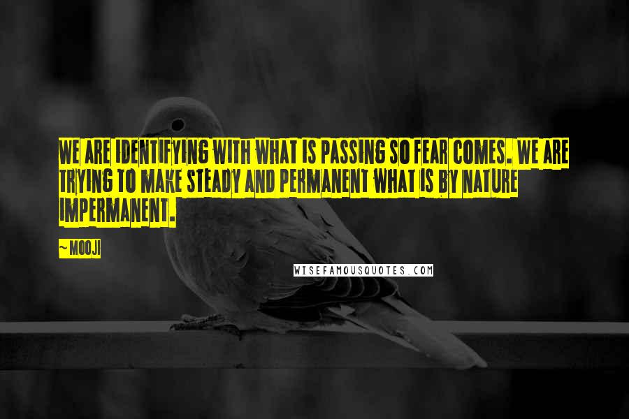 Mooji Quotes: We are identifying with what is passing so fear comes. We are trying to make steady and permanent what is by nature impermanent.