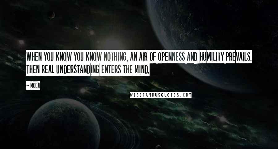 Mooji Quotes: When you know you know nothing, an air of openness and humility prevails. Then real understanding enters the mind.