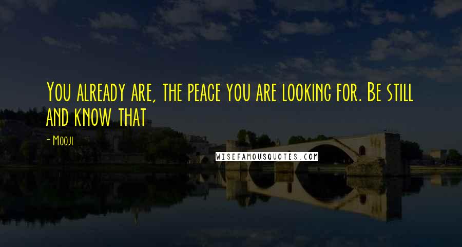 Mooji Quotes: You already are, the peace you are looking for. Be still and know that