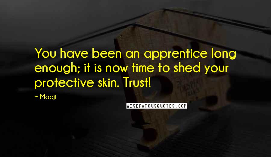 Mooji Quotes: You have been an apprentice long enough; it is now time to shed your protective skin. Trust!