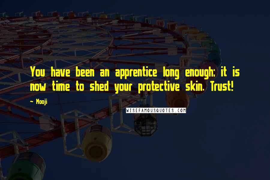 Mooji Quotes: You have been an apprentice long enough; it is now time to shed your protective skin. Trust!