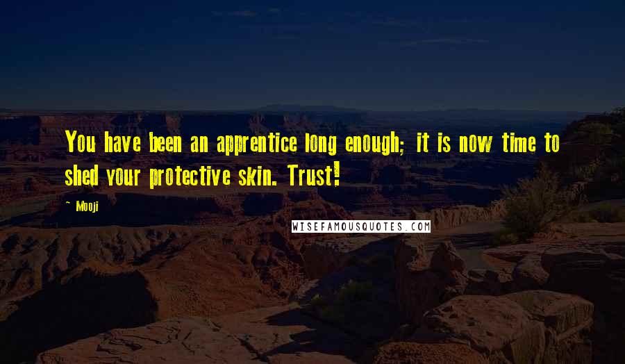 Mooji Quotes: You have been an apprentice long enough; it is now time to shed your protective skin. Trust!