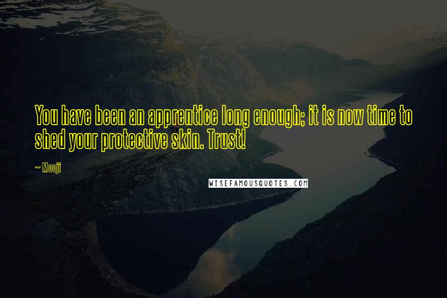 Mooji Quotes: You have been an apprentice long enough; it is now time to shed your protective skin. Trust!