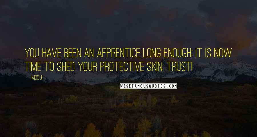 Mooji Quotes: You have been an apprentice long enough; it is now time to shed your protective skin. Trust!