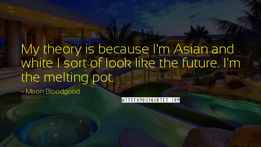 Moon Bloodgood Quotes: My theory is because I'm Asian and white I sort of look like the future. I'm the melting pot.