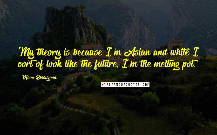 Moon Bloodgood Quotes: My theory is because I'm Asian and white I sort of look like the future. I'm the melting pot.