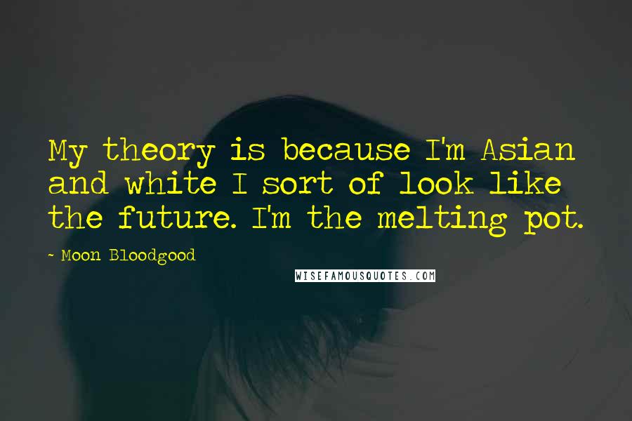 Moon Bloodgood Quotes: My theory is because I'm Asian and white I sort of look like the future. I'm the melting pot.