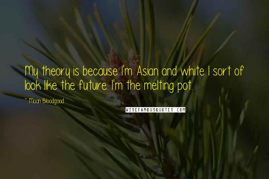 Moon Bloodgood Quotes: My theory is because I'm Asian and white I sort of look like the future. I'm the melting pot.