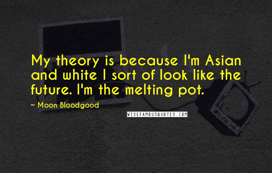 Moon Bloodgood Quotes: My theory is because I'm Asian and white I sort of look like the future. I'm the melting pot.