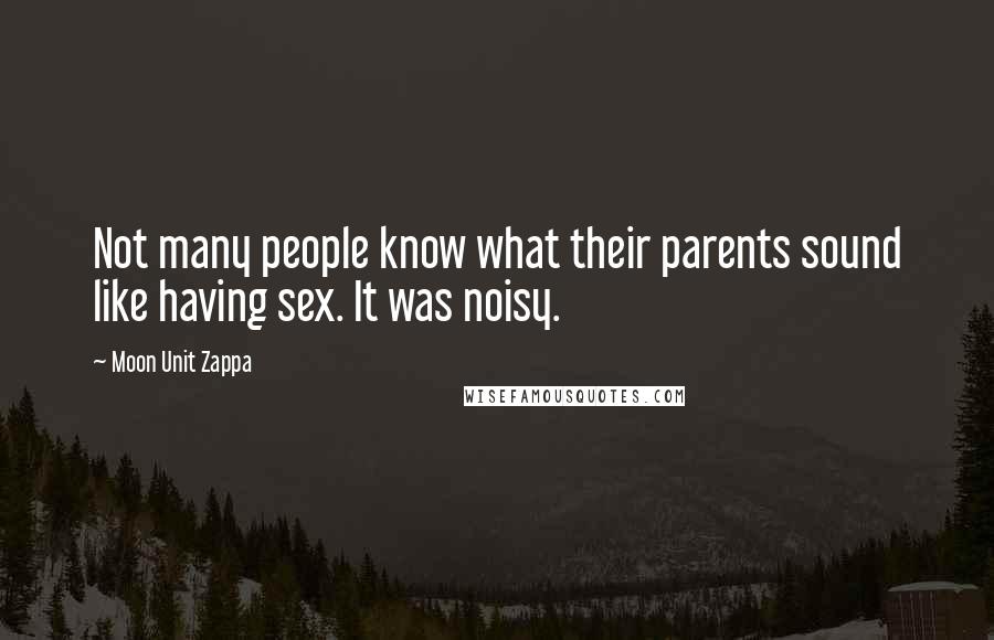 Moon Unit Zappa Quotes: Not many people know what their parents sound like having sex. It was noisy.