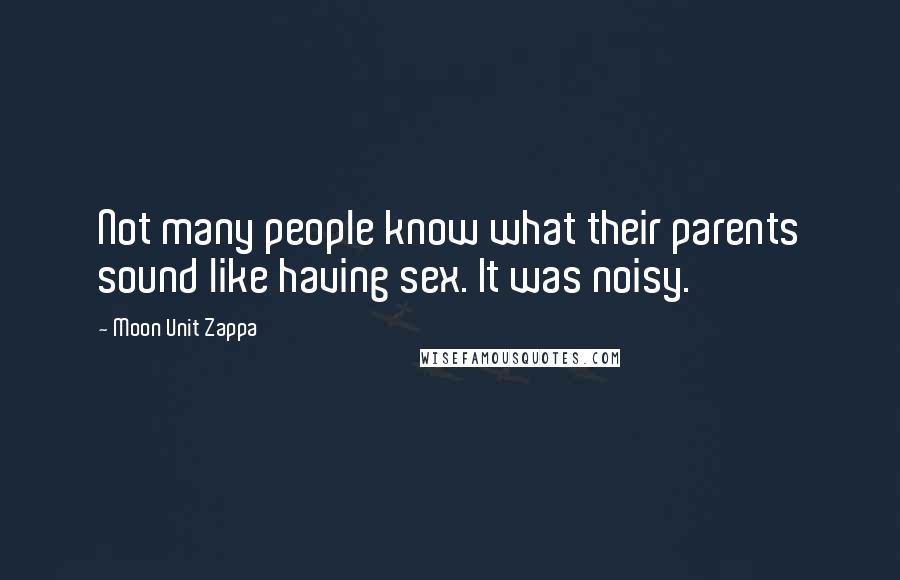 Moon Unit Zappa Quotes: Not many people know what their parents sound like having sex. It was noisy.