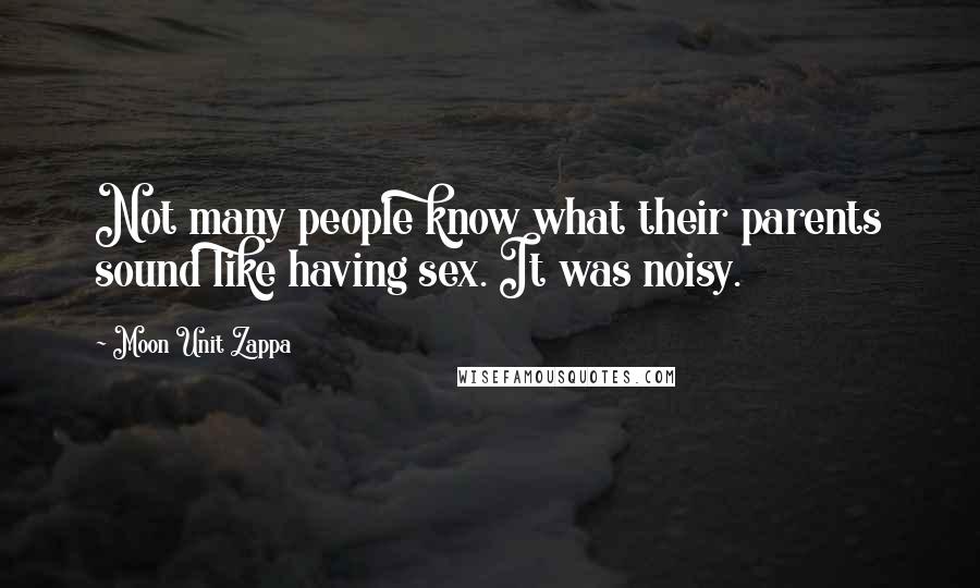 Moon Unit Zappa Quotes: Not many people know what their parents sound like having sex. It was noisy.