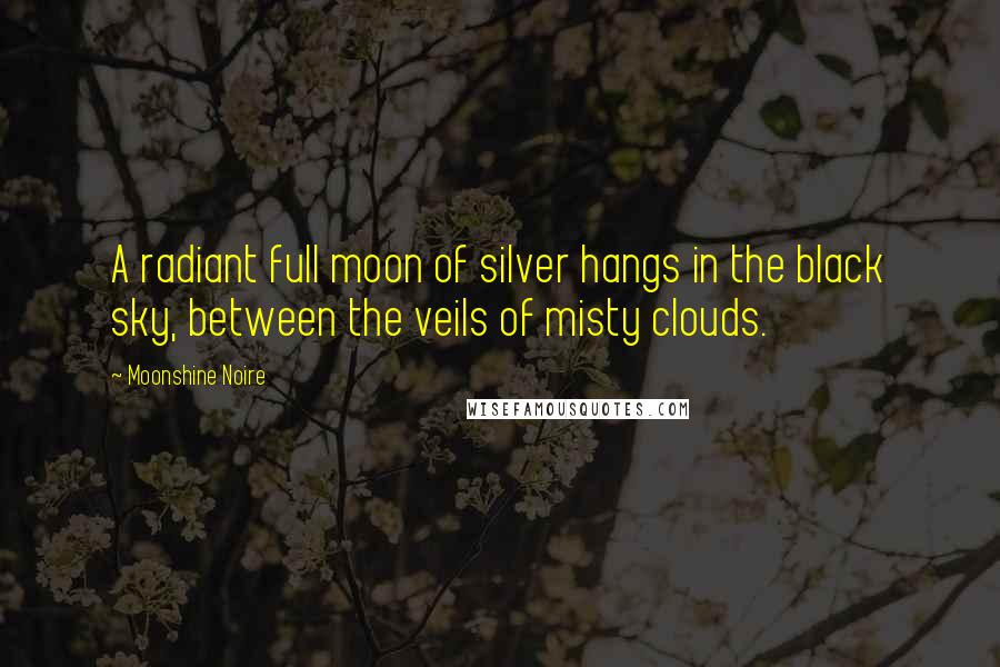 Moonshine Noire Quotes: A radiant full moon of silver hangs in the black sky, between the veils of misty clouds.