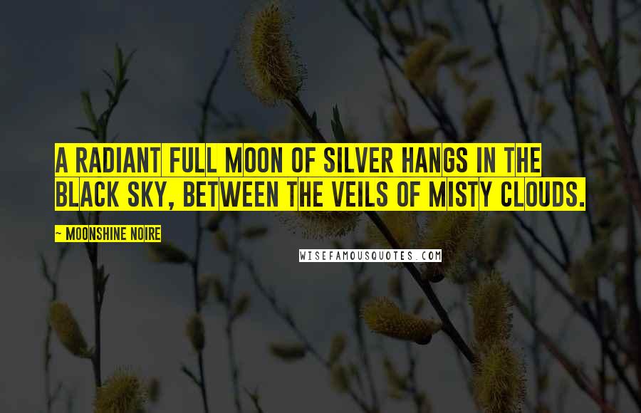 Moonshine Noire Quotes: A radiant full moon of silver hangs in the black sky, between the veils of misty clouds.