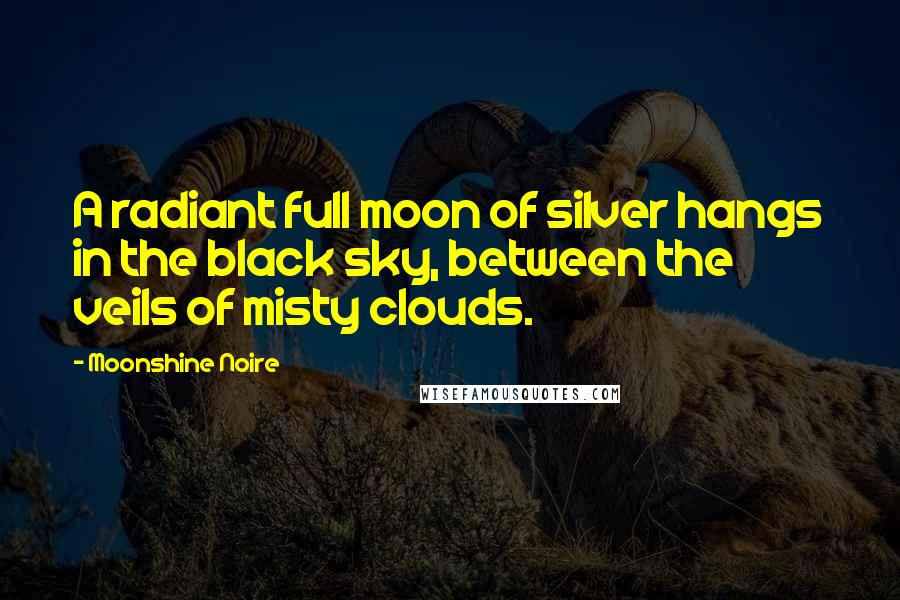 Moonshine Noire Quotes: A radiant full moon of silver hangs in the black sky, between the veils of misty clouds.