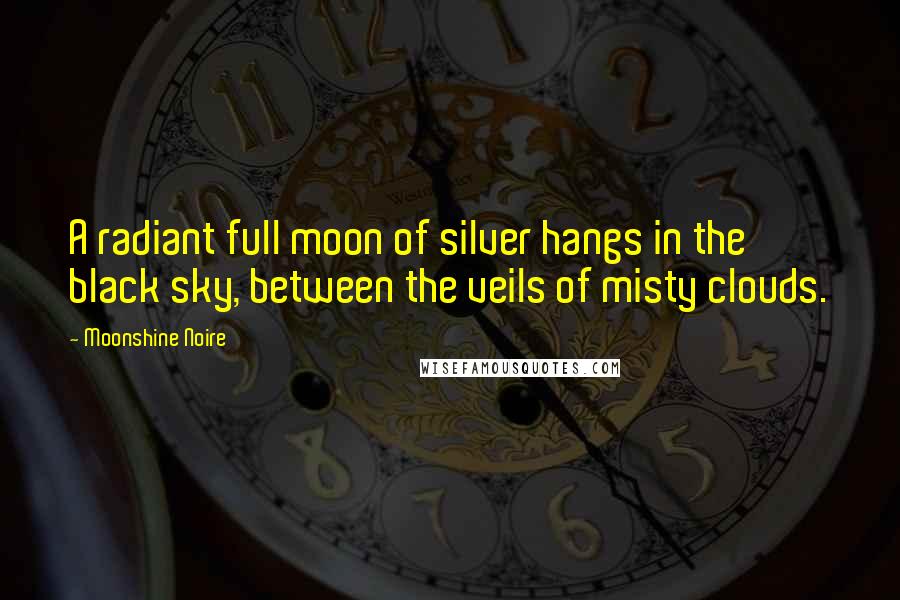 Moonshine Noire Quotes: A radiant full moon of silver hangs in the black sky, between the veils of misty clouds.