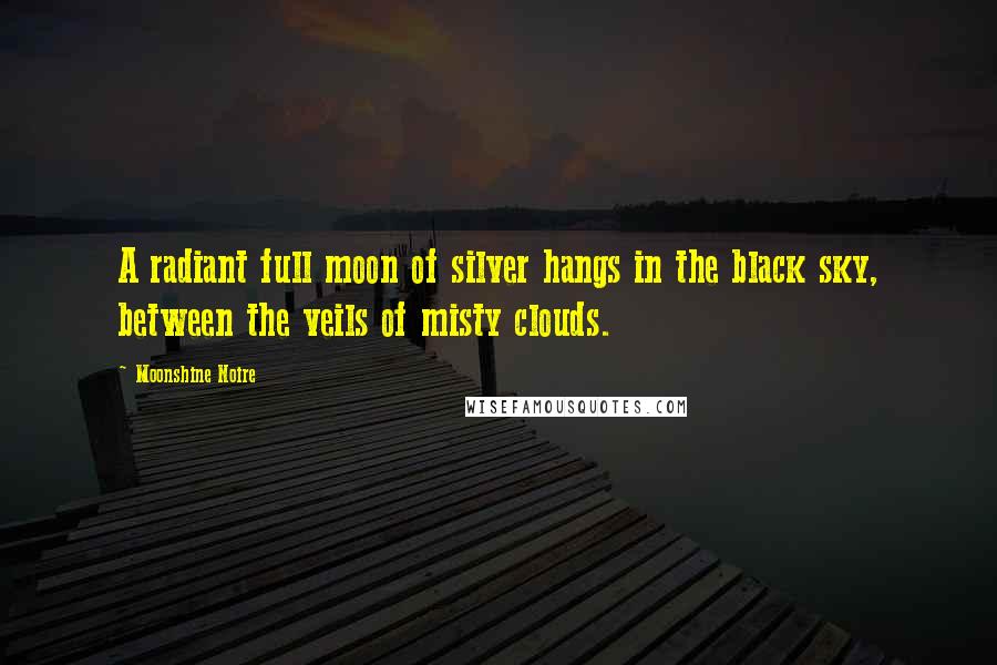 Moonshine Noire Quotes: A radiant full moon of silver hangs in the black sky, between the veils of misty clouds.