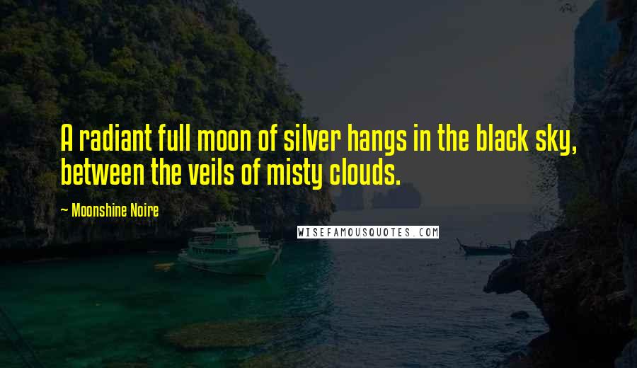 Moonshine Noire Quotes: A radiant full moon of silver hangs in the black sky, between the veils of misty clouds.