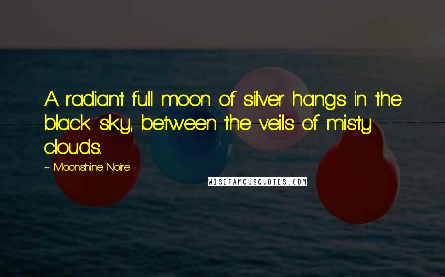 Moonshine Noire Quotes: A radiant full moon of silver hangs in the black sky, between the veils of misty clouds.