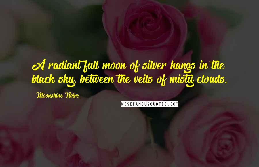 Moonshine Noire Quotes: A radiant full moon of silver hangs in the black sky, between the veils of misty clouds.