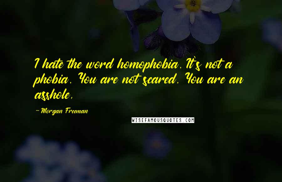 Morgan Freeman Quotes: I hate the word homophobia. It's not a phobia. You are not scared. You are an asshole,