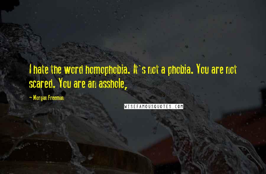 Morgan Freeman Quotes: I hate the word homophobia. It's not a phobia. You are not scared. You are an asshole,