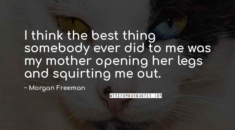 Morgan Freeman Quotes: I think the best thing somebody ever did to me was my mother opening her legs and squirting me out.