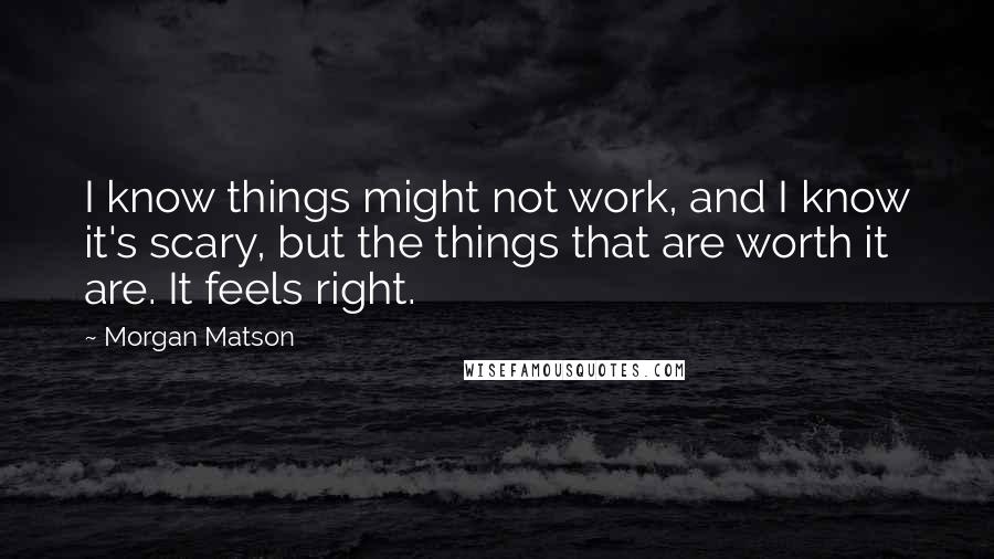 Morgan Matson Quotes: I know things might not work, and I know it's scary, but the things that are worth it are. It feels right.