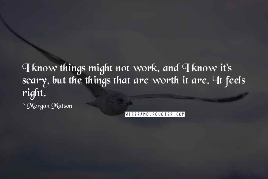 Morgan Matson Quotes: I know things might not work, and I know it's scary, but the things that are worth it are. It feels right.