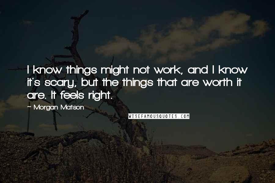 Morgan Matson Quotes: I know things might not work, and I know it's scary, but the things that are worth it are. It feels right.