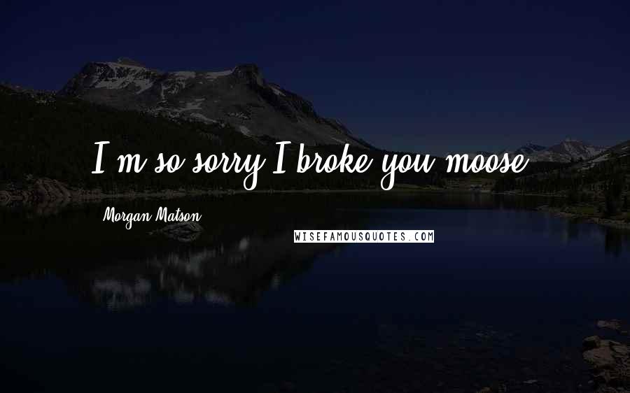 Morgan Matson Quotes: I'm so sorry-I broke you moose?