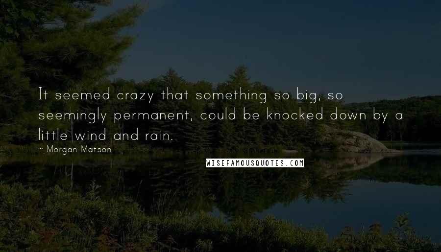 Morgan Matson Quotes: It seemed crazy that something so big, so seemingly permanent, could be knocked down by a little wind and rain.