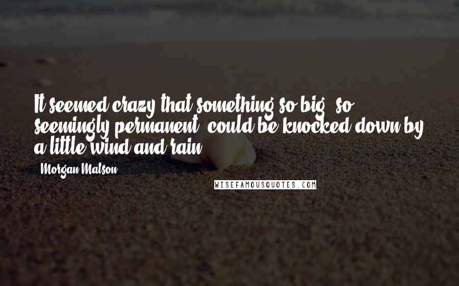 Morgan Matson Quotes: It seemed crazy that something so big, so seemingly permanent, could be knocked down by a little wind and rain.