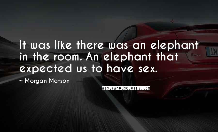 Morgan Matson Quotes: It was like there was an elephant in the room. An elephant that expected us to have sex.