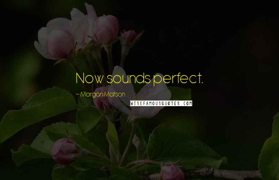 Morgan Matson Quotes: Now sounds perfect.