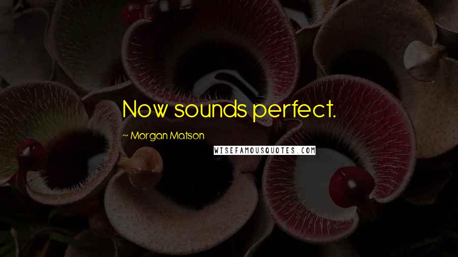 Morgan Matson Quotes: Now sounds perfect.