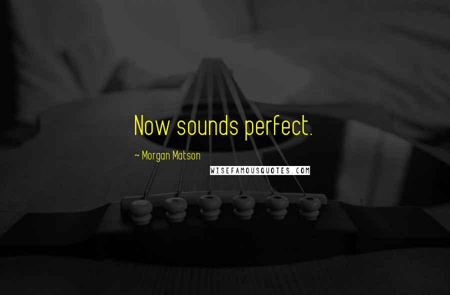 Morgan Matson Quotes: Now sounds perfect.