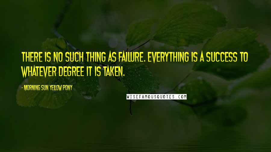 Morning Sun Yellow Pony Quotes: There is no such thing as failure. Everything is a success to whatever degree it is taken.