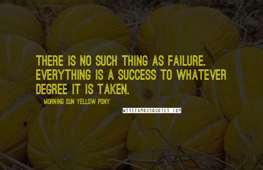 Morning Sun Yellow Pony Quotes: There is no such thing as failure. Everything is a success to whatever degree it is taken.