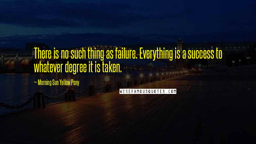 Morning Sun Yellow Pony Quotes: There is no such thing as failure. Everything is a success to whatever degree it is taken.