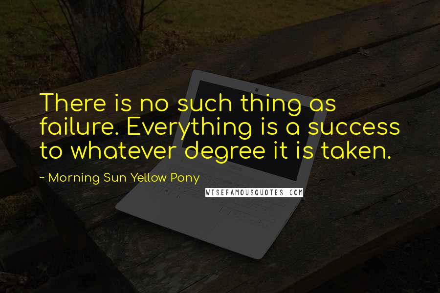 Morning Sun Yellow Pony Quotes: There is no such thing as failure. Everything is a success to whatever degree it is taken.