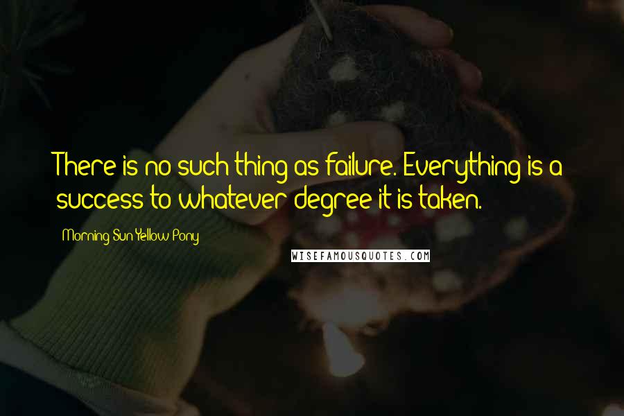 Morning Sun Yellow Pony Quotes: There is no such thing as failure. Everything is a success to whatever degree it is taken.