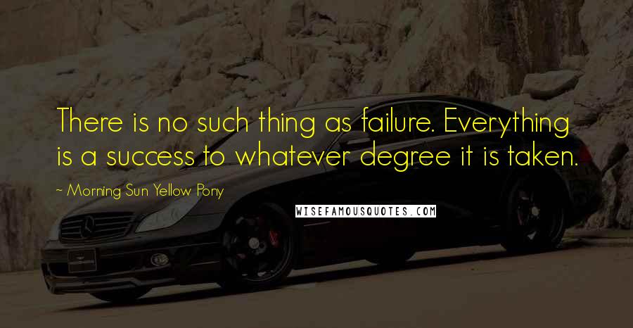 Morning Sun Yellow Pony Quotes: There is no such thing as failure. Everything is a success to whatever degree it is taken.